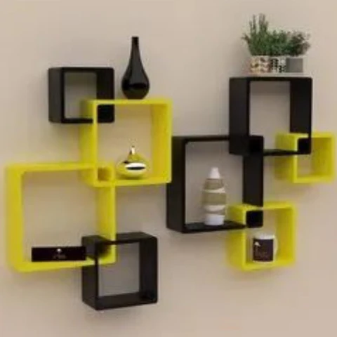 Wooden Intersecting Wall Shelves