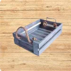 Wooden Basket with Jute Rope