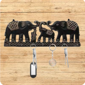 Wooden Elephant Design Key Hanger