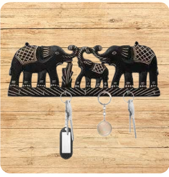Wooden Elephant Design Key Hanger